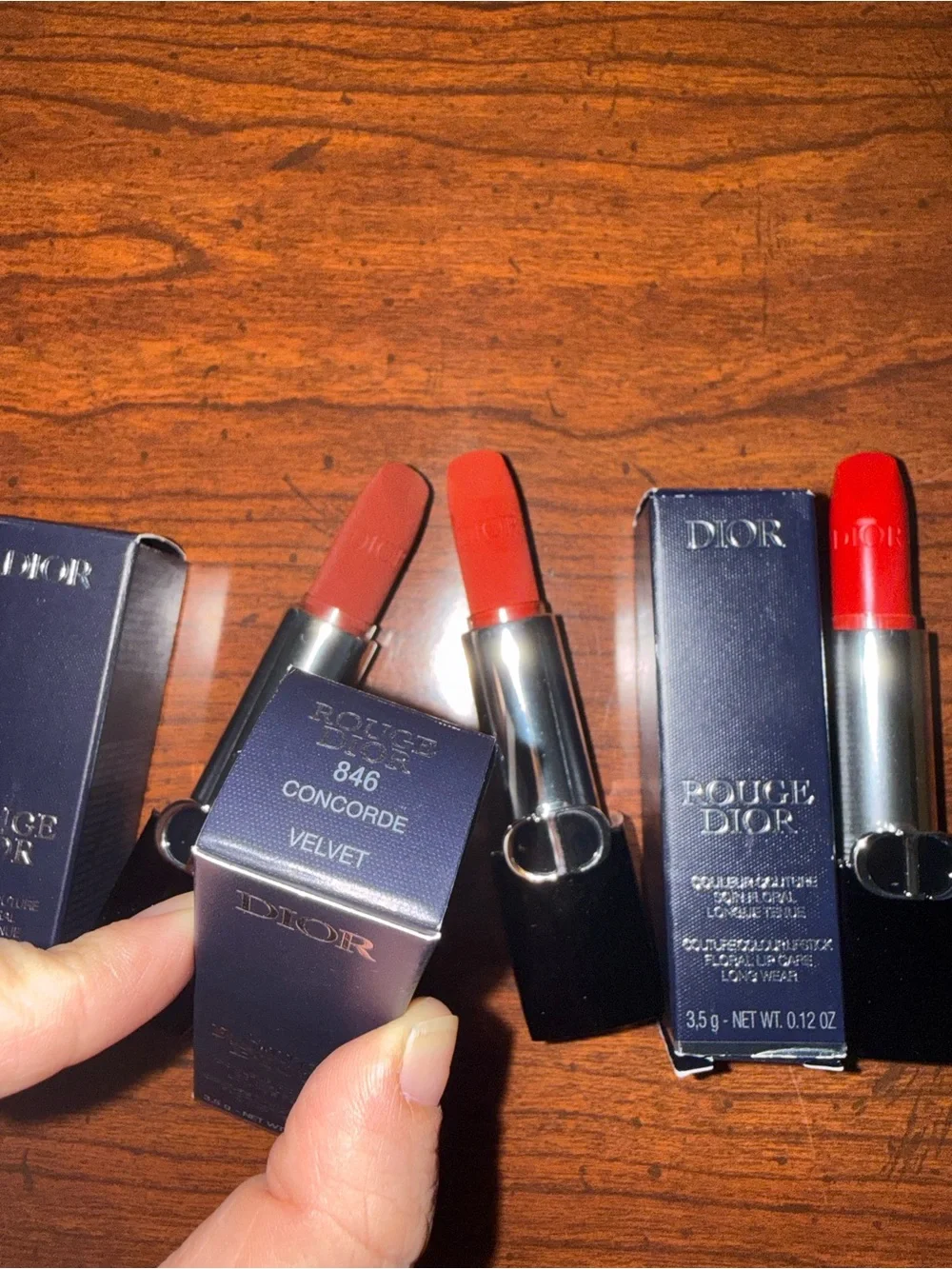 Dior Lipstick Trio — Coral, Orange-Red & True Red Shades